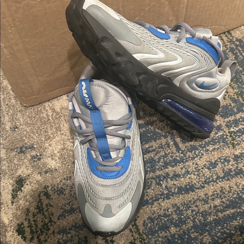 Nike Air Max Grey and Blue Air-Style Athletic Sneakers